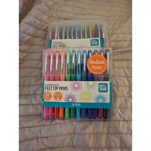 Pen+Gear Lot Of 2 24 Count Each Assorted Color Gel Pens & Felt Tip Pens